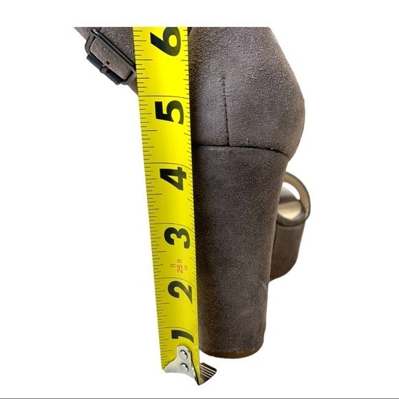 See by Chloe Taupe Suede Platform Chunky Sandals Cuff Ankles Platform Wedges 6 - Picture 7 of 10